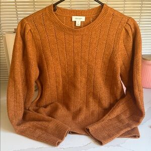 ON 34st Medium Rust Cable Knit Crewneck Sweater